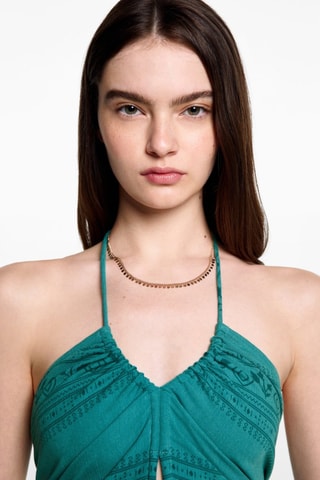 Top crop imprimé - Bleu
