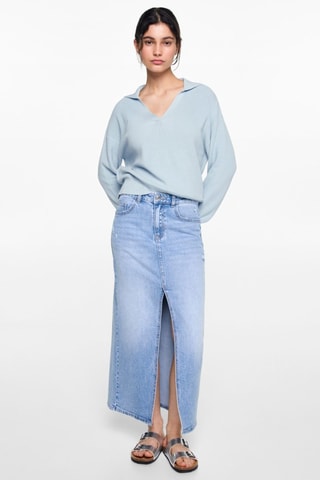 Pull-over col polo - Bleu