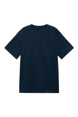T-shirt coton brodé - Bleu marine