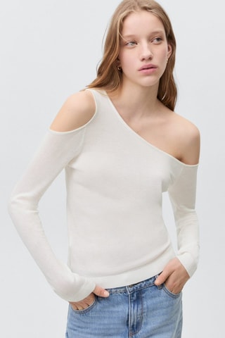 Pull-over maille asymétrique - Blanc