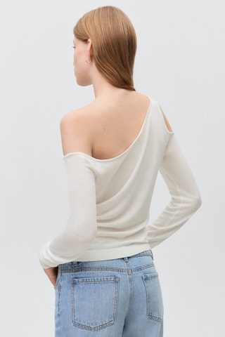 Pull-over maille asymétrique - Blanc