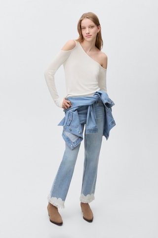 Pull-over maille asymétrique - Blanc