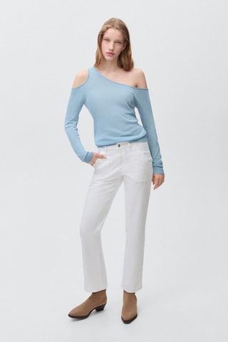 Pull-over maille asymétrique - Bleu clair