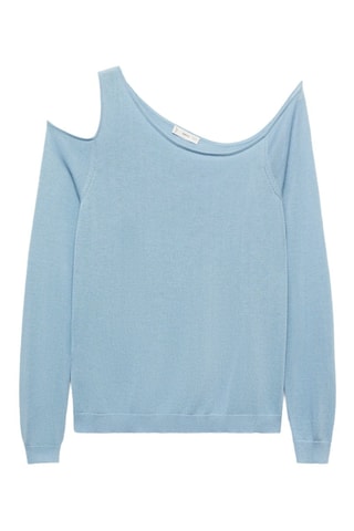 Pull-over maille asymétrique - Bleu clair