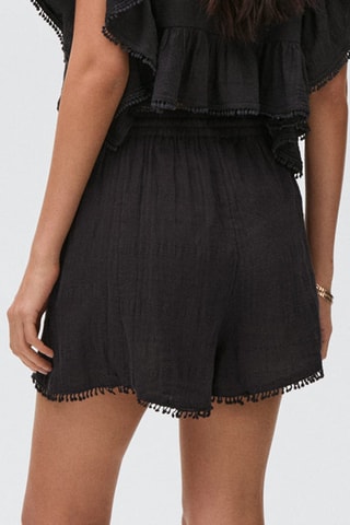 Short coton pompons - Noir