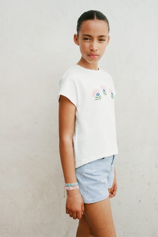 T-shirt imprimé perlé - Blanc