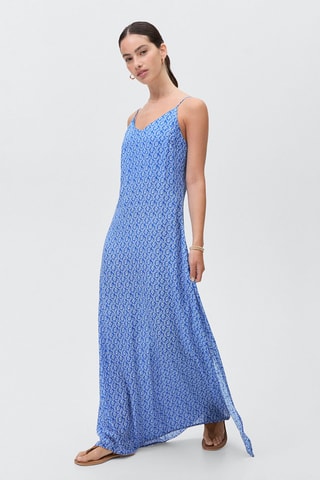 Robe longue en imprimé fleuri - Bleu