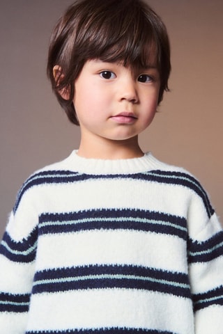 Pull-over en maille à rayures - Blanc
