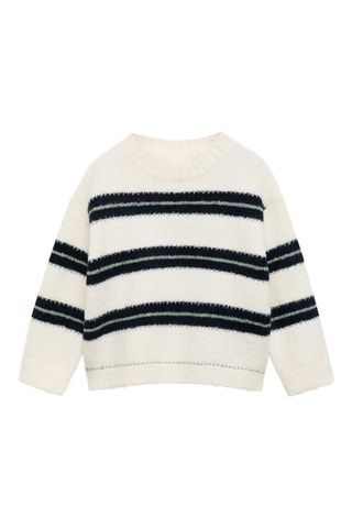 Pull-over en maille à rayures - Blanc