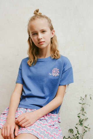 T-shirt imprimé manches courtes - Bleu