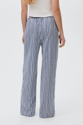 Pantalon droit à rayures - Bleu marine