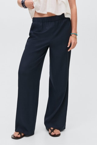 Pantalon droit lin - Bleu marine