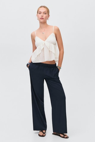 Pantalon droit lin - Bleu marine