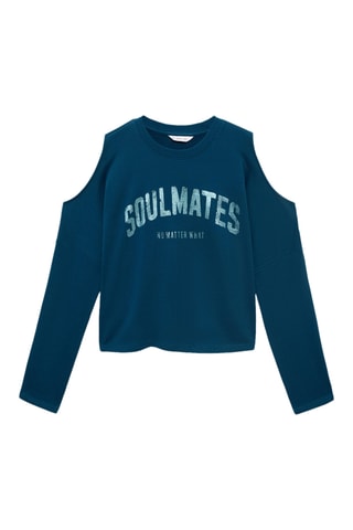 Sweat imprimé à découpe - Bleu foncé