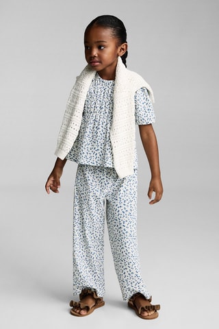 Pantalon imprimé floral - Blanc