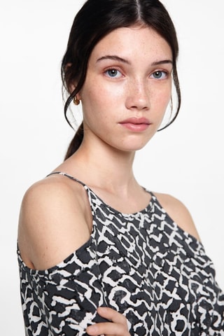 Blouse imprimée ouverture - Gris
