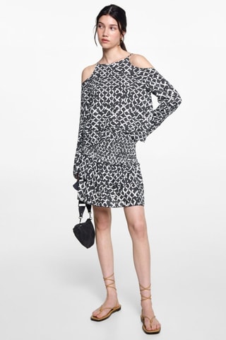 Blouse imprimée ouverture - Gris