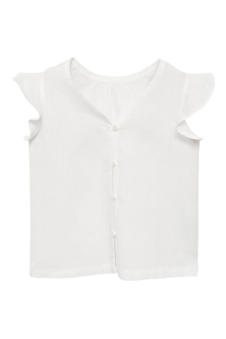 Blouse volantée lin - Blanc