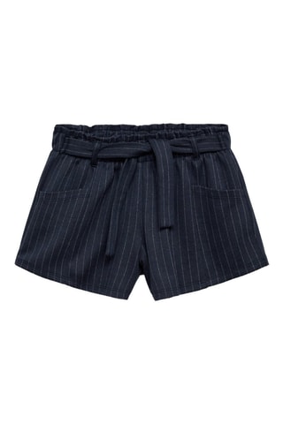 Short rayures ceinture - Bleu