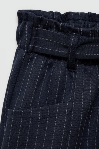 Short rayures ceinture - Bleu
