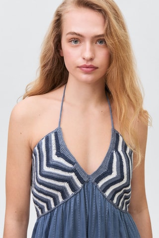 Maxi robe empiècement crochet - Bleu