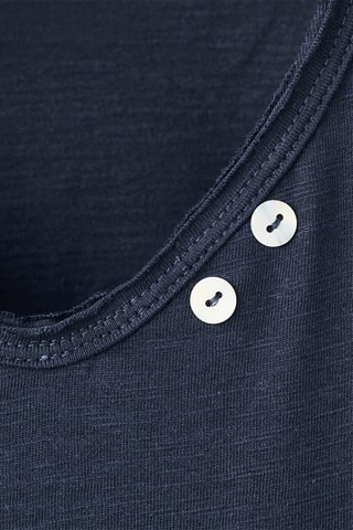 T-shirt détail de bouton en nacre - Bleu marine