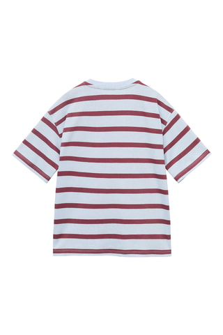 T-shirt rayures détail brodé - Bleu clair