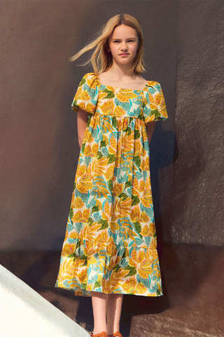 Robe à imprimé tropical - Jaune