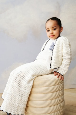 Cardigan avec bords contrastants - Blanc
