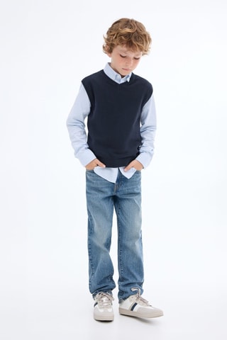 Gilet maille col V - Bleu
