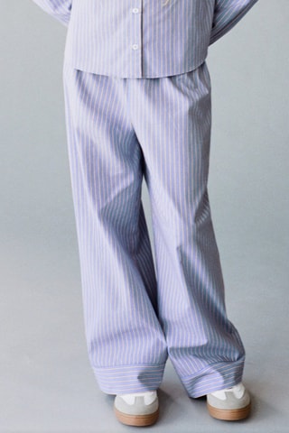 Pantalon coton à rayures - Bleu