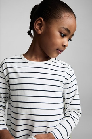 Robe coton à rayures - Blanc
