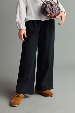 Pantalon style jupe-culotte coton - Bleu