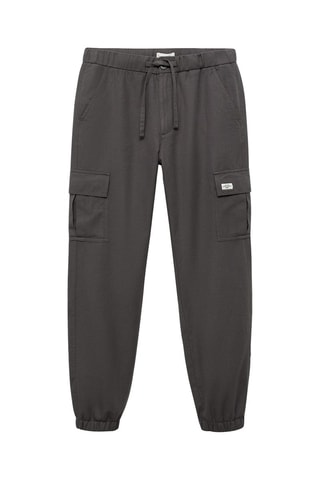 Pantalon coton lin cargo - Gris