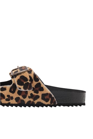 Sandale cuir imprimé animal - Noir