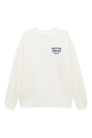 Sweat-shirt coton message imprimé - Blanc