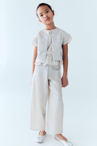 Pantalon droit métallisé - Beige