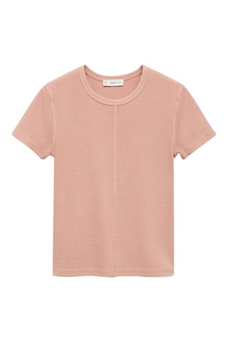 T-shirt crop maille côtelée - Rose