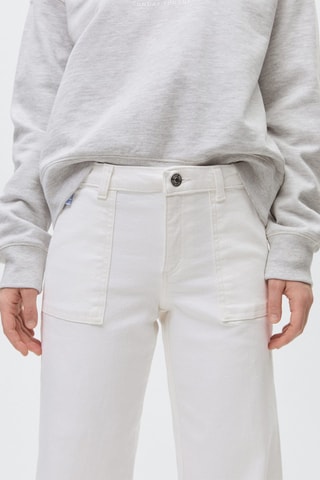 Jean wideleg revers effilochés - Blanc