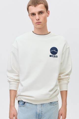 Sweater coton message - Blanc
