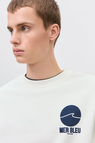 Sweater coton message - Blanc