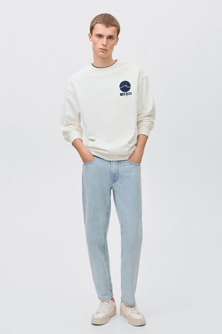 Sweater coton message - Blanc