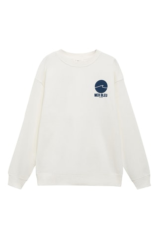 Sweater coton message - Blanc