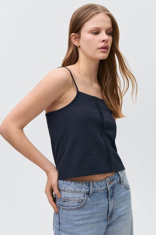 Top détail plissé - Bleu marine