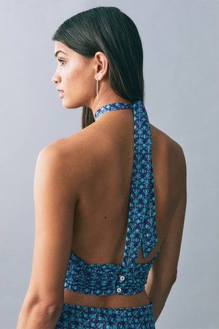 Top imprimé emmanchures américaines - Turquoise