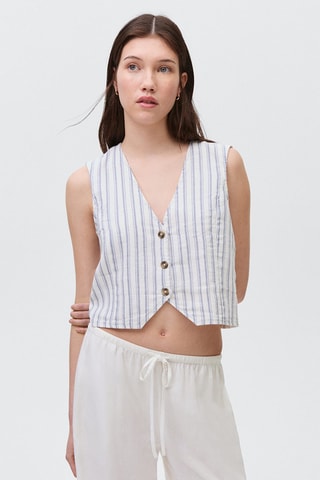 Gilet costume rayures - Blanc