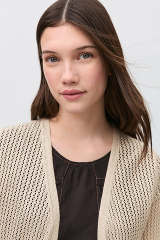 Cardigan long maille ajourée - Doré