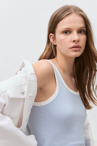 Top bords contrastants - Bleu clair