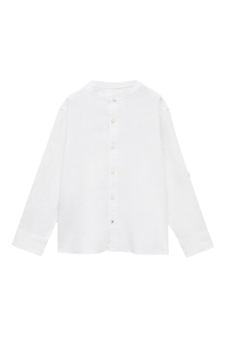 Chemise lin col mao - Blanc