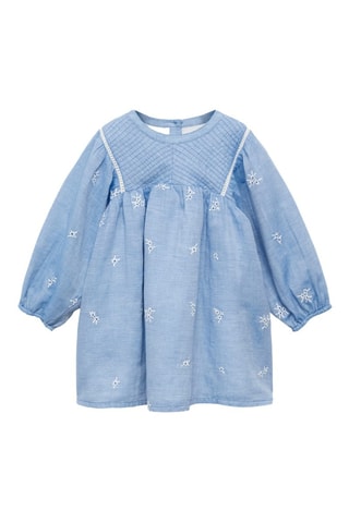 Robe brodée coton - Bleu